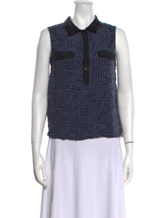 Sea New York Silk Printed Button-Up Top