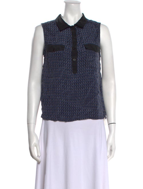 Sea New York Silk Printed Button-Up Top