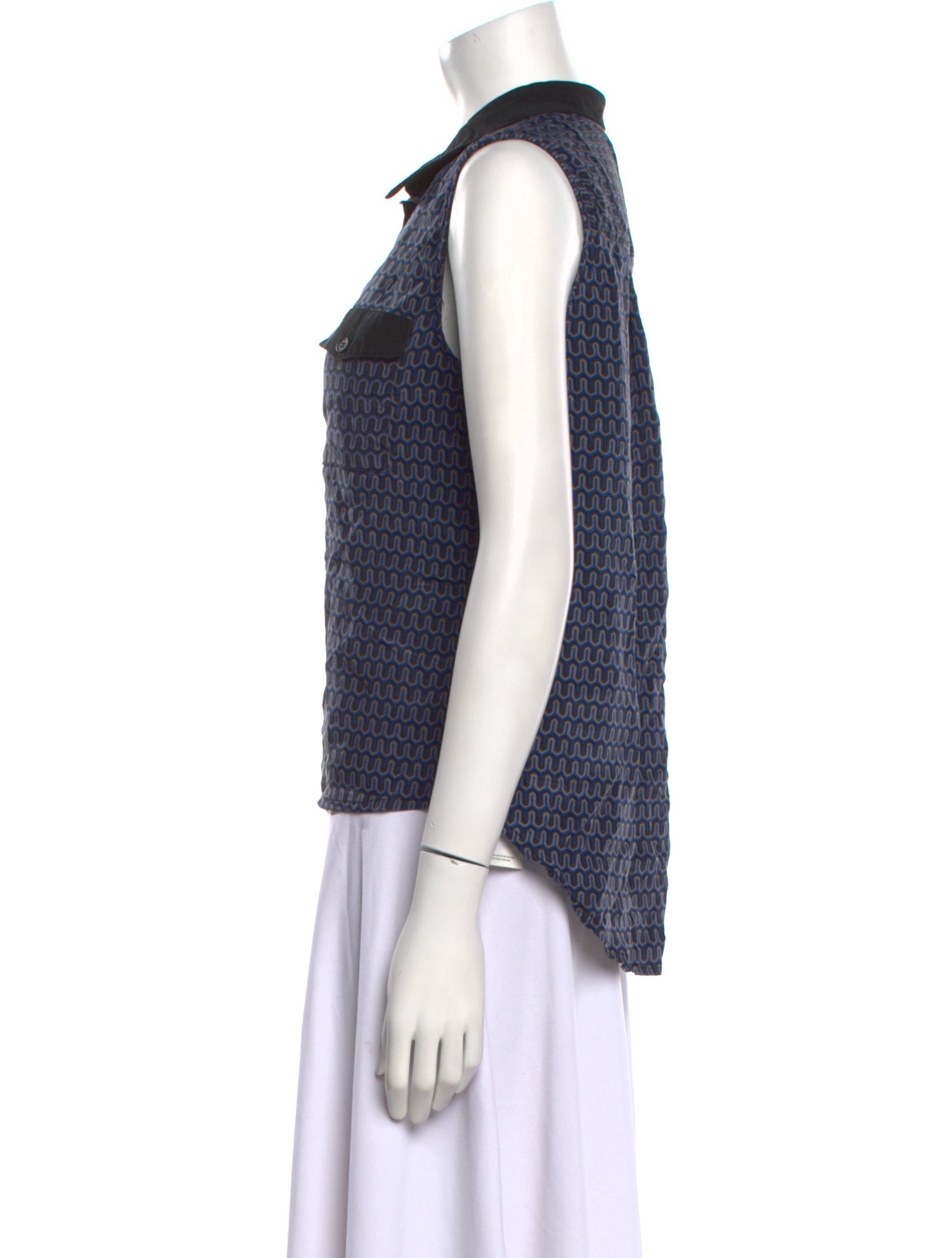 Sea New York Silk Printed Button-Up Top