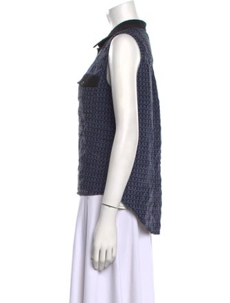 Sea New York Silk Printed Button-Up Top