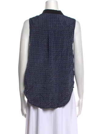 Sea New York Silk Printed Button-Up Top