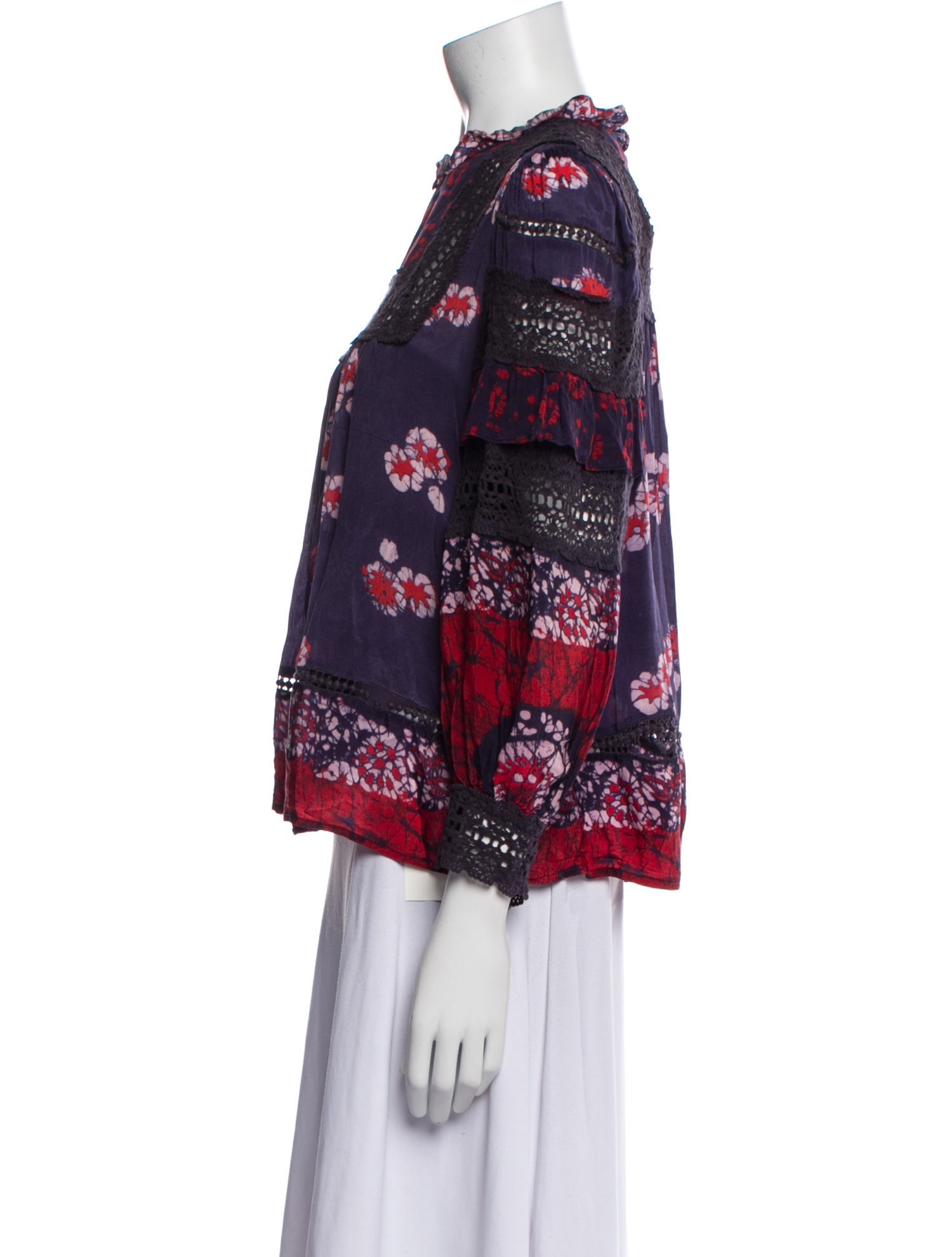 Sea New York Floral Print Mock Neck Blouse