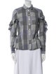 Sea New York Plaid Print Long Sleeve Button-Up Top
