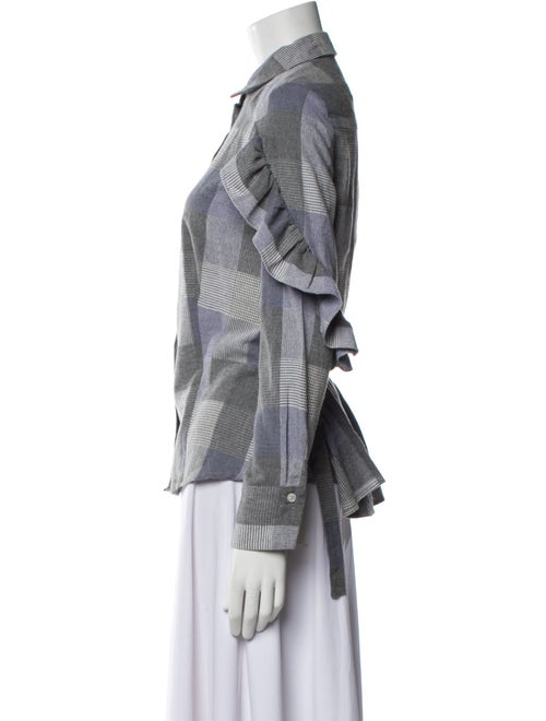 Sea New York Plaid Print Long Sleeve Button-Up Top