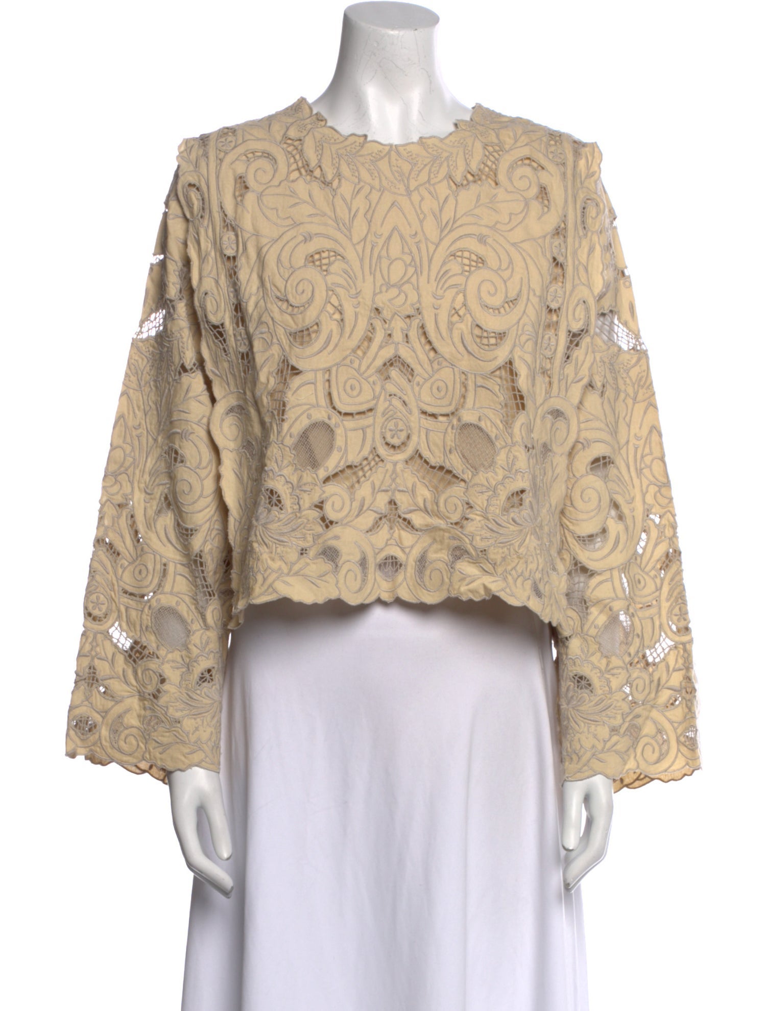 Sea New York Lace Pattern Crew Neck Crop Top