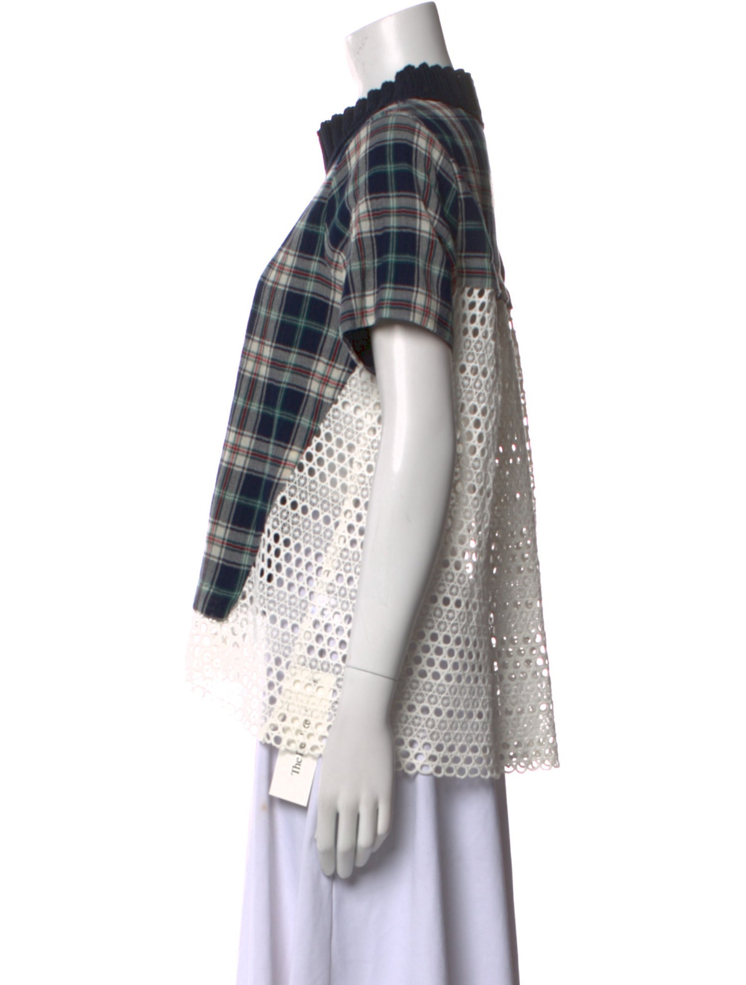 Sea New York Plaid Print Mock Neck T-Shirt