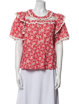 Sea New York Floral Print Crew Neck Blouse