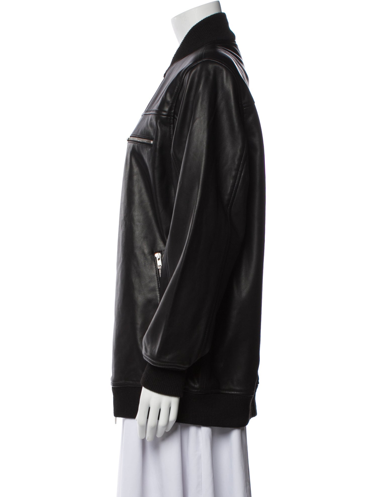 Sea New York Leather Bomber Jacket