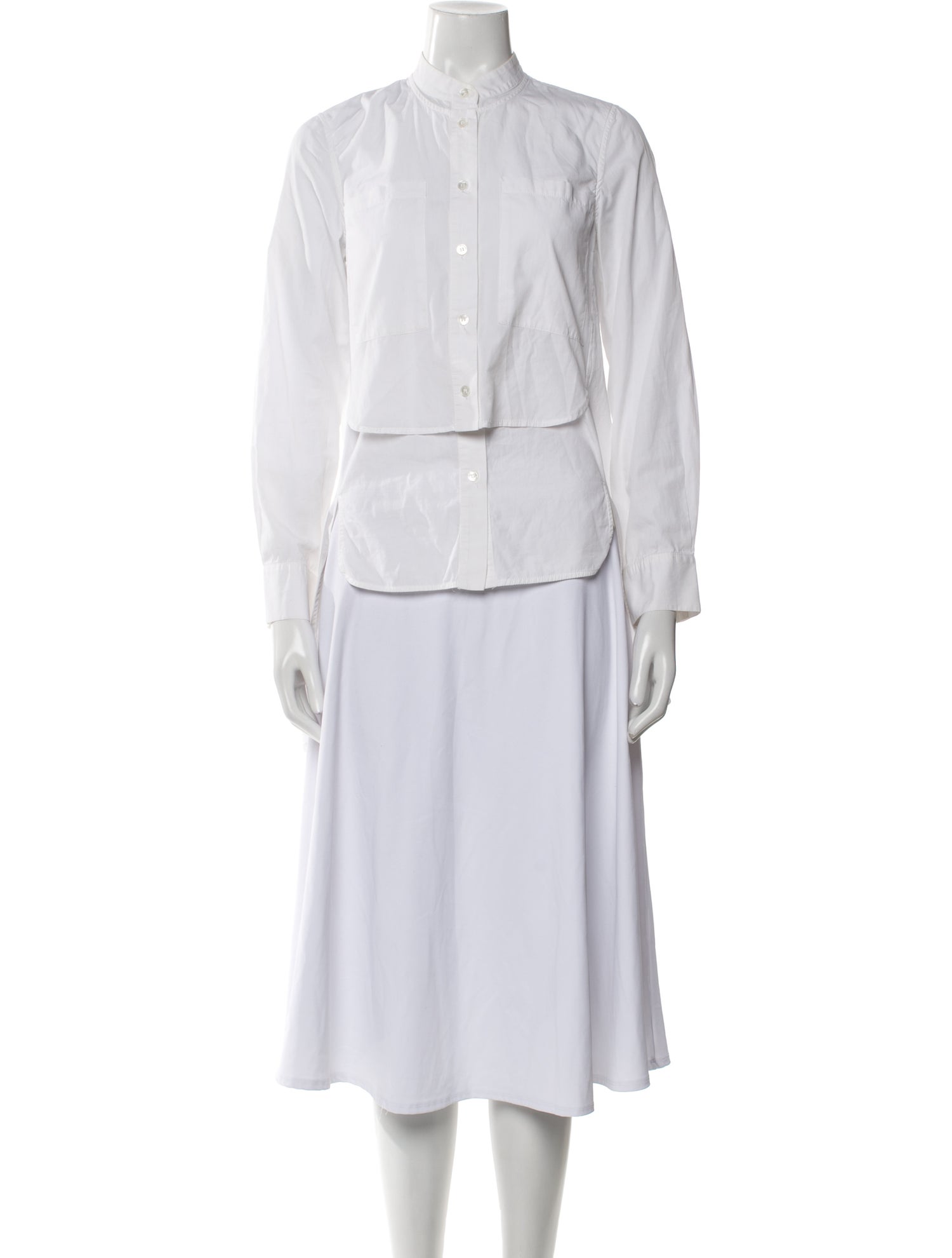 Sea New York Mock Neck Long Sleeve Button-Up Top