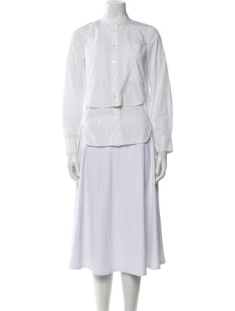 Sea New York Mock Neck Long Sleeve Button-Up Top