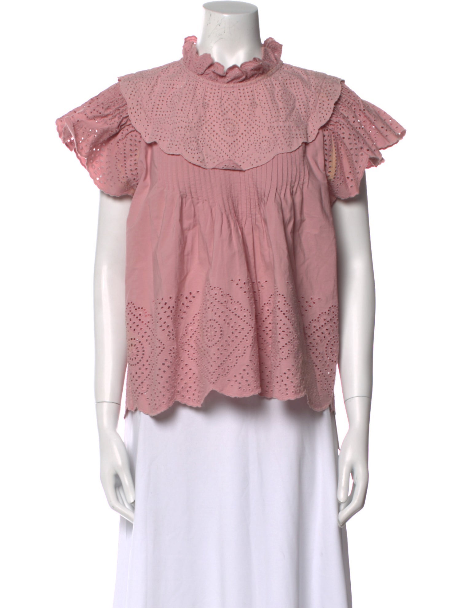 Sea New York Mock Neck Short Sleeve Blouse