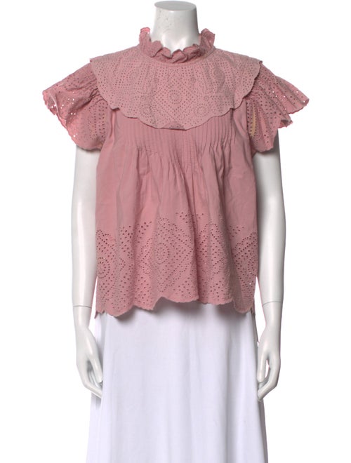 Sea New York Mock Neck Short Sleeve Blouse