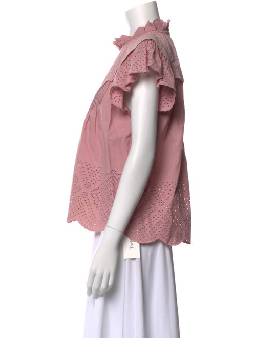 Sea New York Mock Neck Short Sleeve Blouse