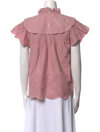 Sea New York Mock Neck Short Sleeve Blouse