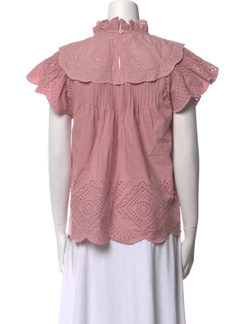 Sea New York Mock Neck Short Sleeve Blouse