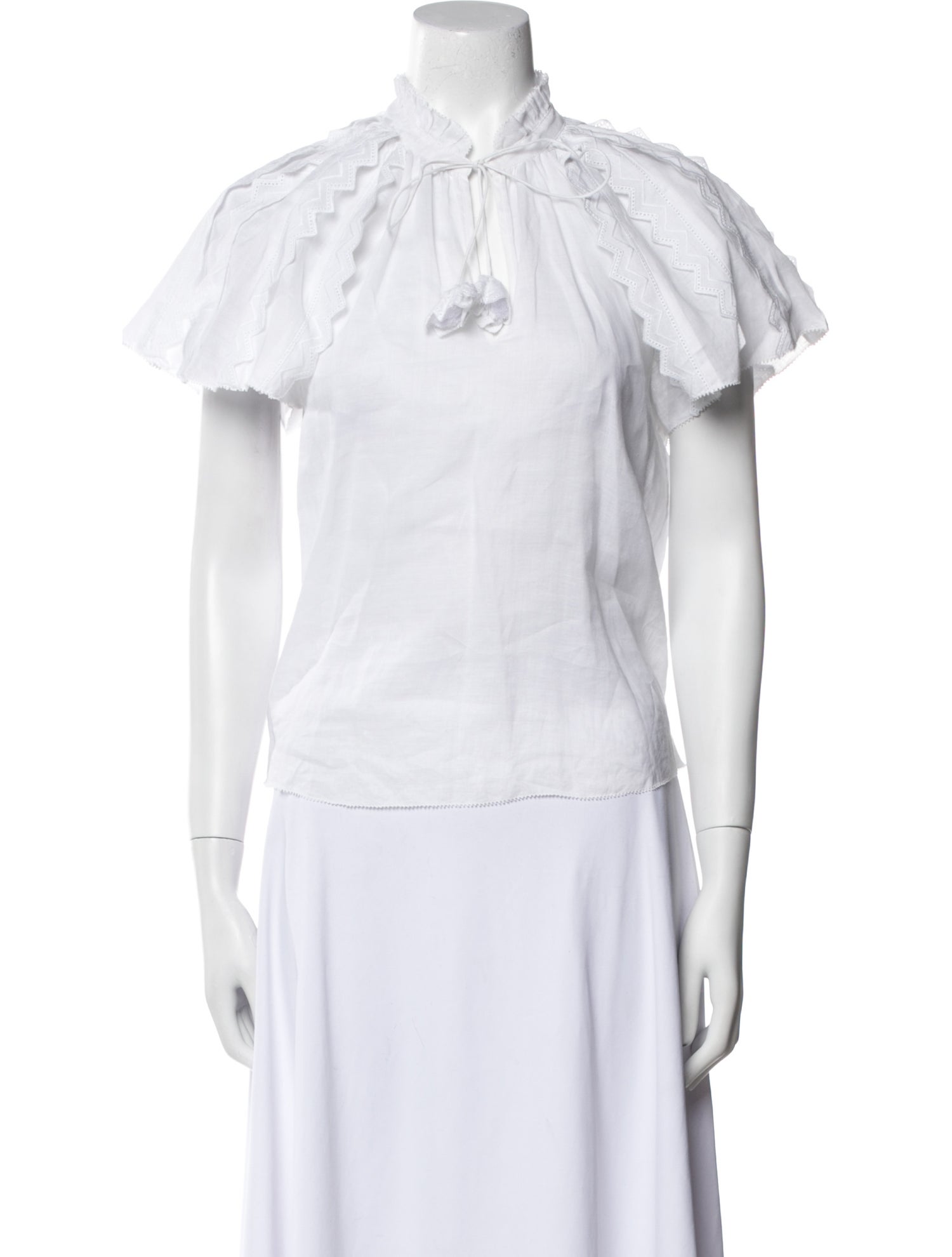 Sea New York Mock Neck Short Sleeve Blouse