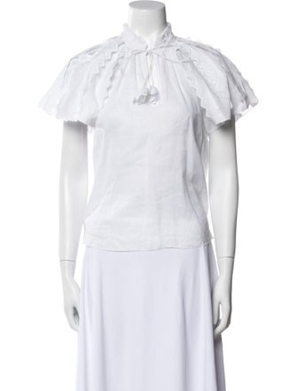 Sea New York Mock Neck Short Sleeve Blouse