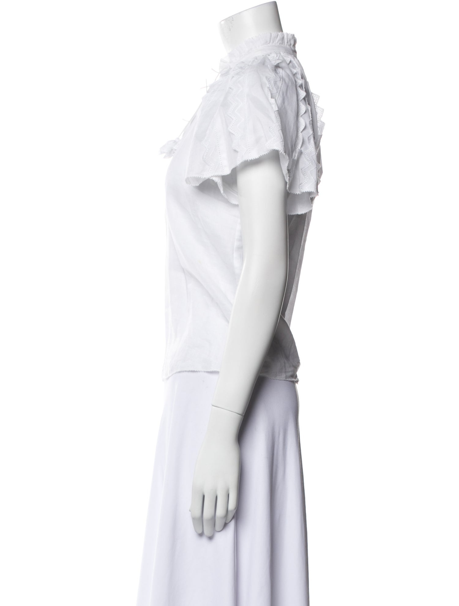 Sea New York Mock Neck Short Sleeve Blouse