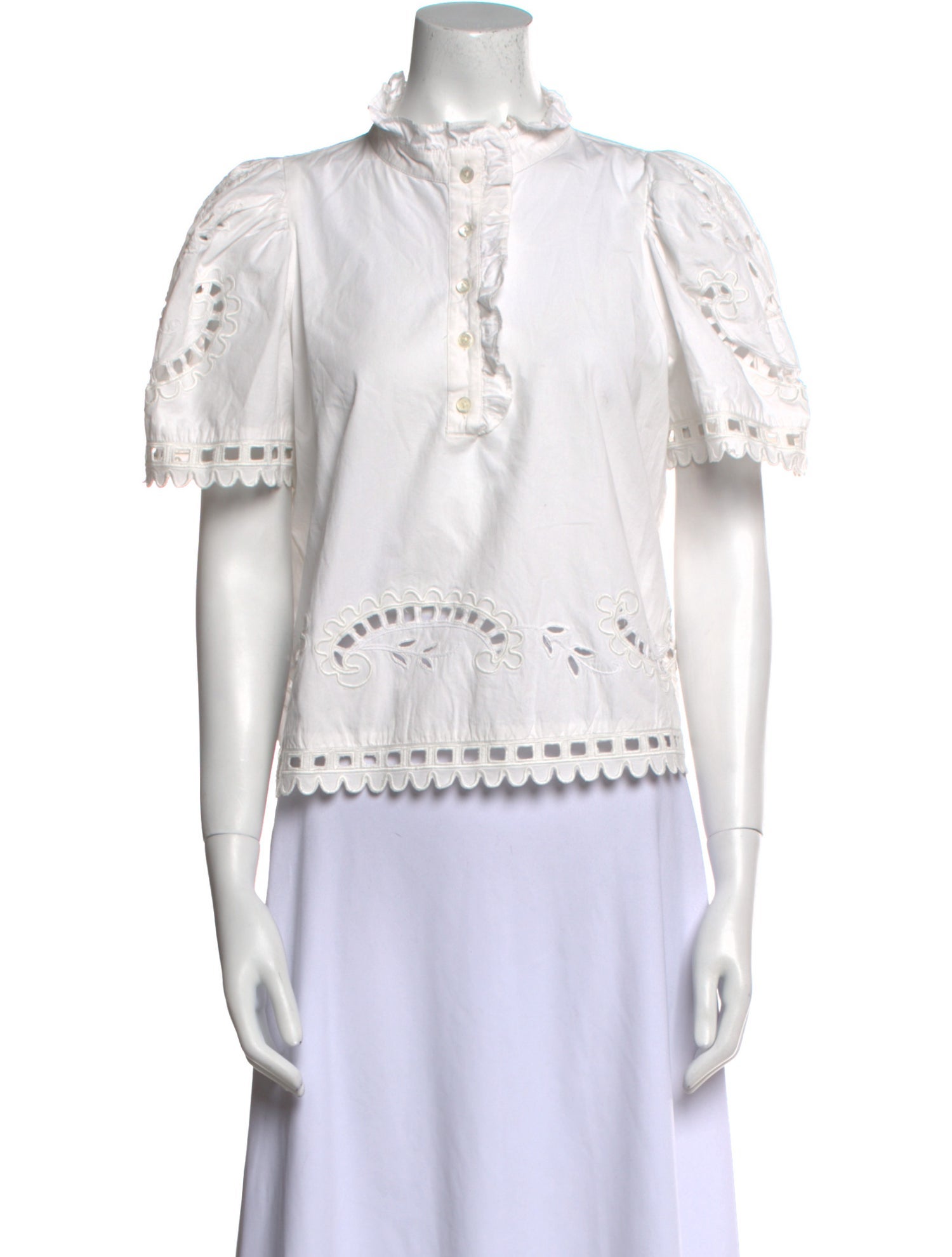 Sea New York Mock Neck Short Sleeve Blouse