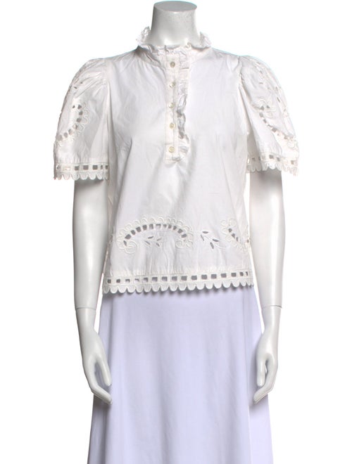 Sea New York Mock Neck Short Sleeve Blouse