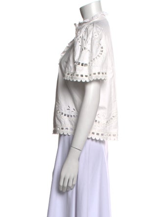 Sea New York Mock Neck Short Sleeve Blouse