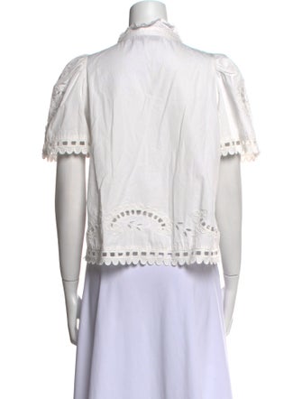 Sea New York Mock Neck Short Sleeve Blouse