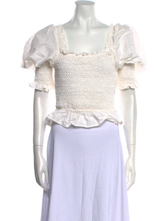 Sea New York Square Neckline Short Sleeve Crop Top