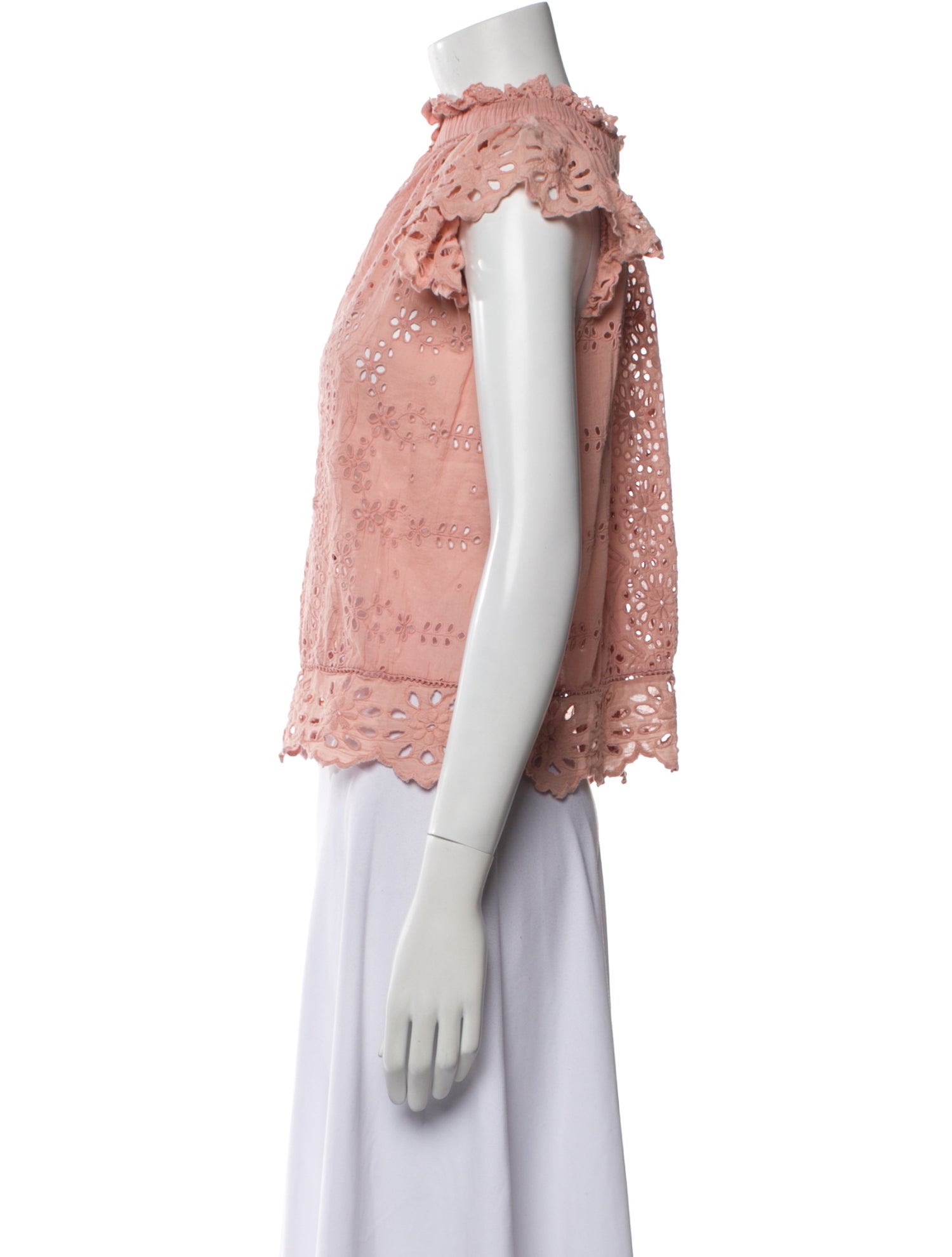 Sea New York Lace Pattern Mock Neck Blouse