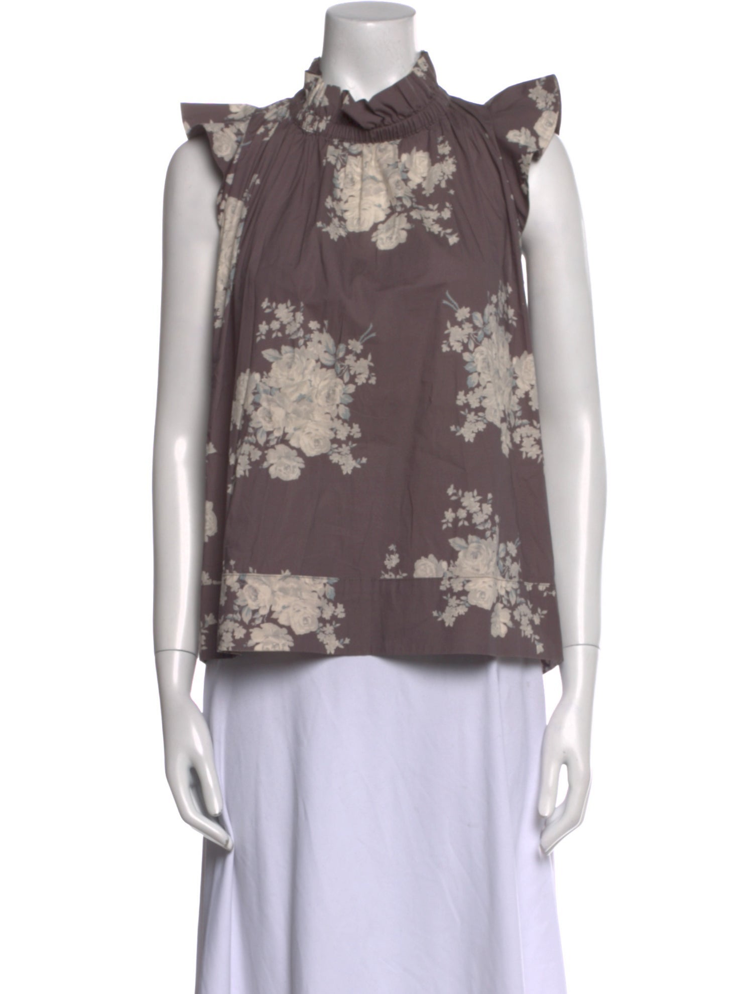 Sea New York Floral Print Mock Neck Blouse