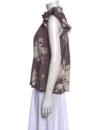 Sea New York Floral Print Mock Neck Blouse