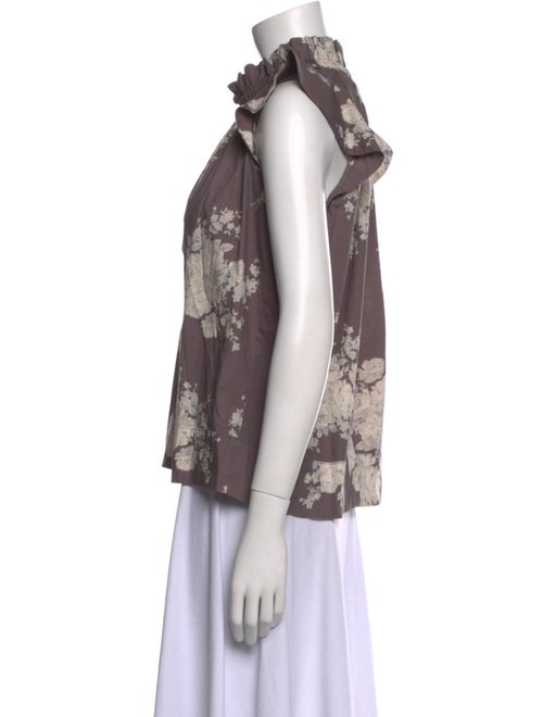 Sea New York Floral Print Mock Neck Blouse