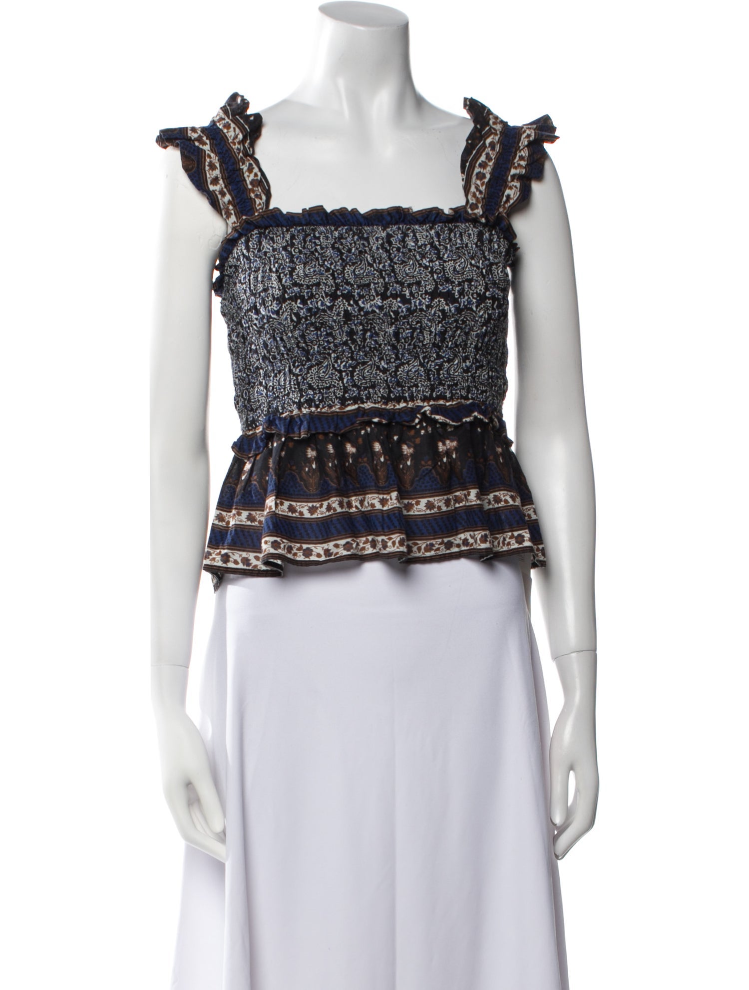 Sea New York Printed Square Neckline Crop Top