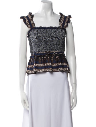 Sea New York Printed Square Neckline Crop Top