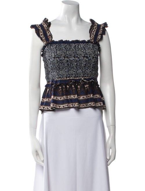 Sea New York Printed Square Neckline Crop Top