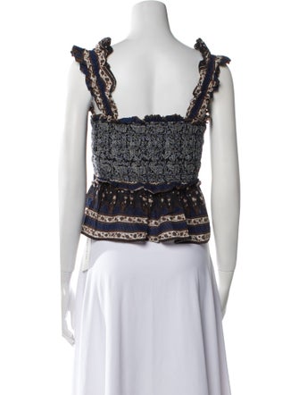 Sea New York Printed Square Neckline Crop Top