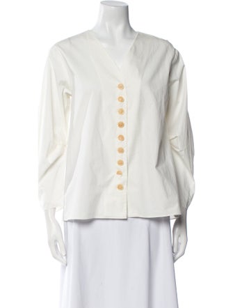 Sea New York V-Neck Three-Quarter Sleeve Button-Up Top