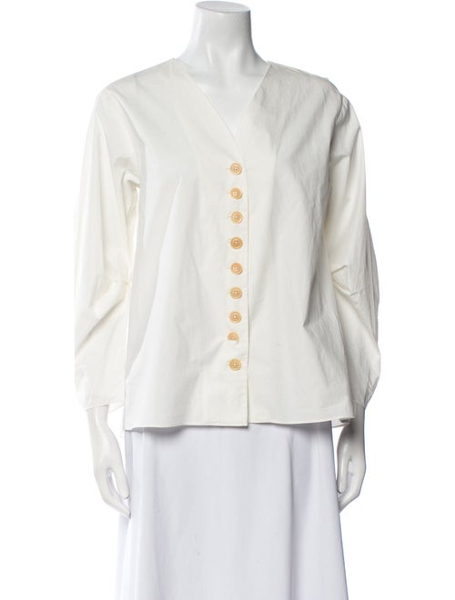 Sea New York V-Neck Three-Quarter Sleeve Button-Up Top