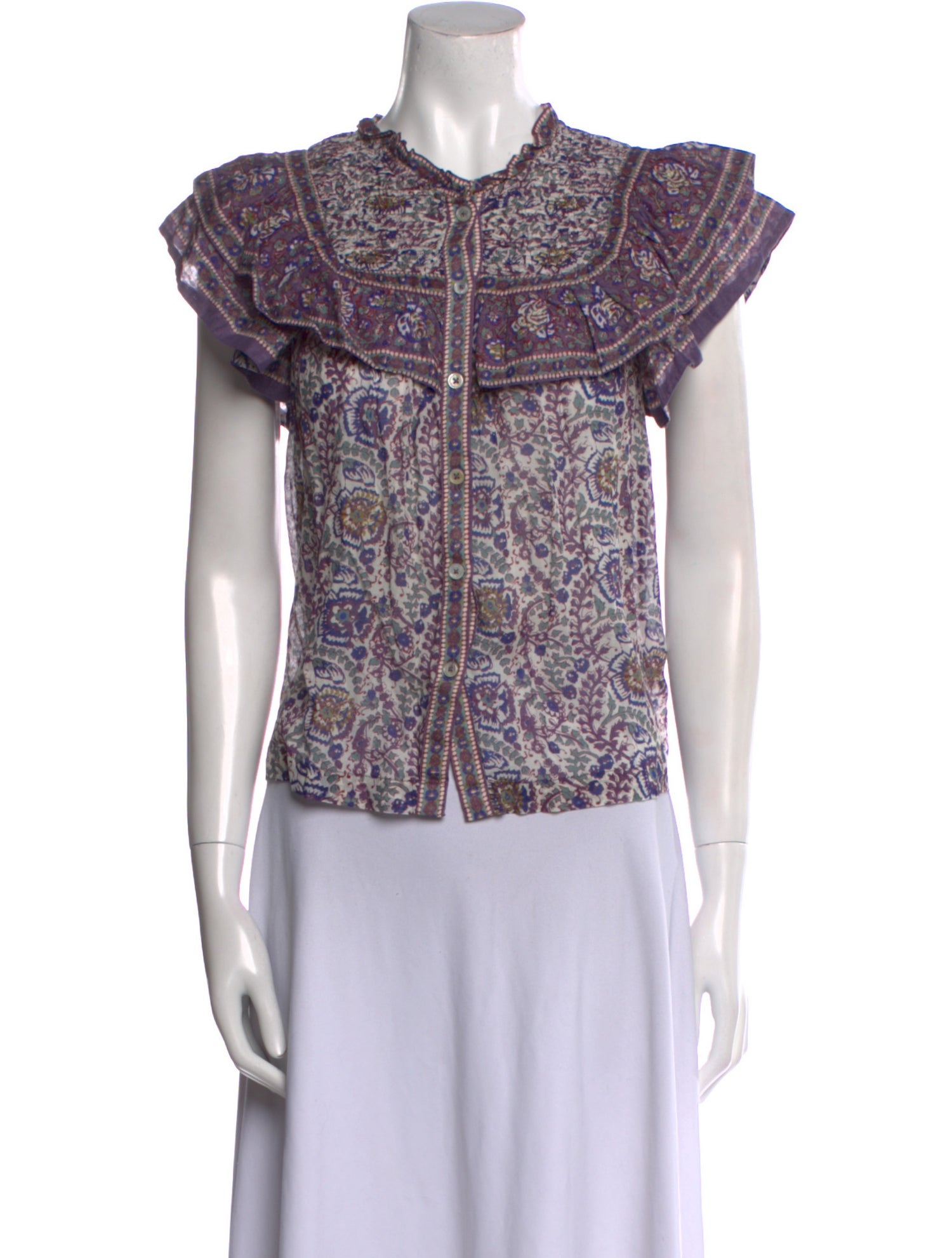 Sea New York Paisley Print Mock Neck Top