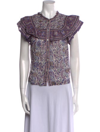 Sea New York Paisley Print Mock Neck Top