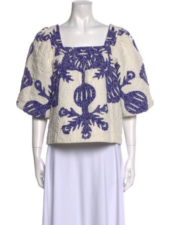 Sea New York Printed Square Neckline Crop Top