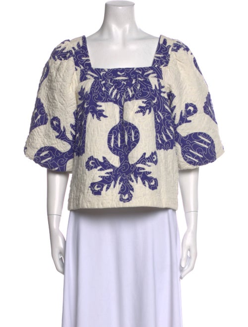 Sea New York Printed Square Neckline Crop Top