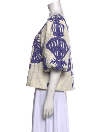 Sea New York Printed Square Neckline Crop Top