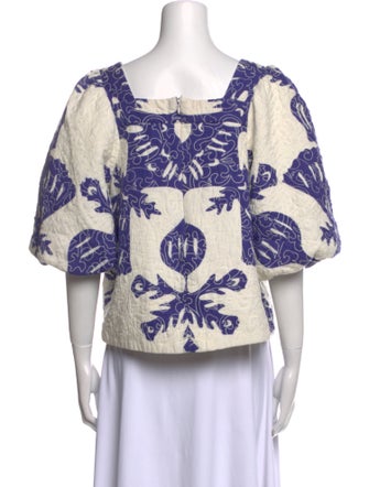 Sea New York Printed Square Neckline Crop Top