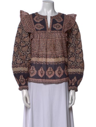 Sea New York Printed Mock Neck Blouse