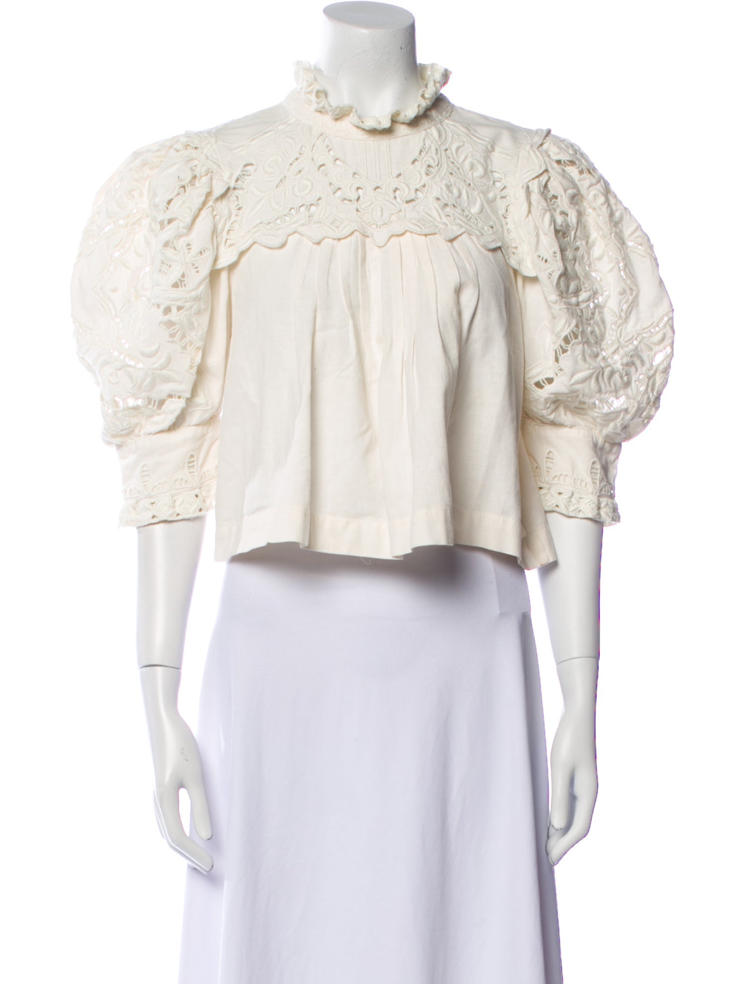 Sea New York Mock Neck Three-Quarter Sleeve Crop Top