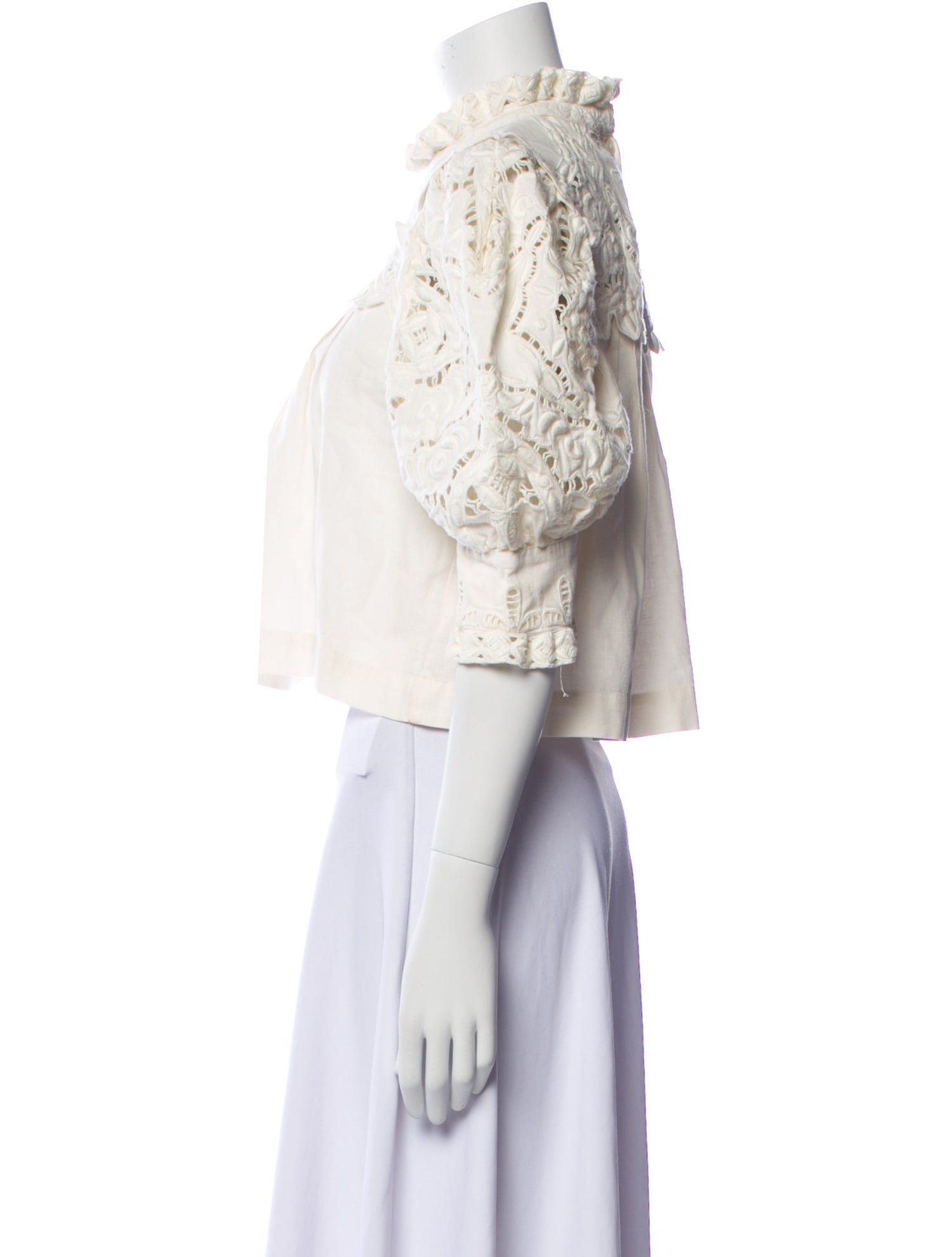 Sea New York Mock Neck Three-Quarter Sleeve Crop Top