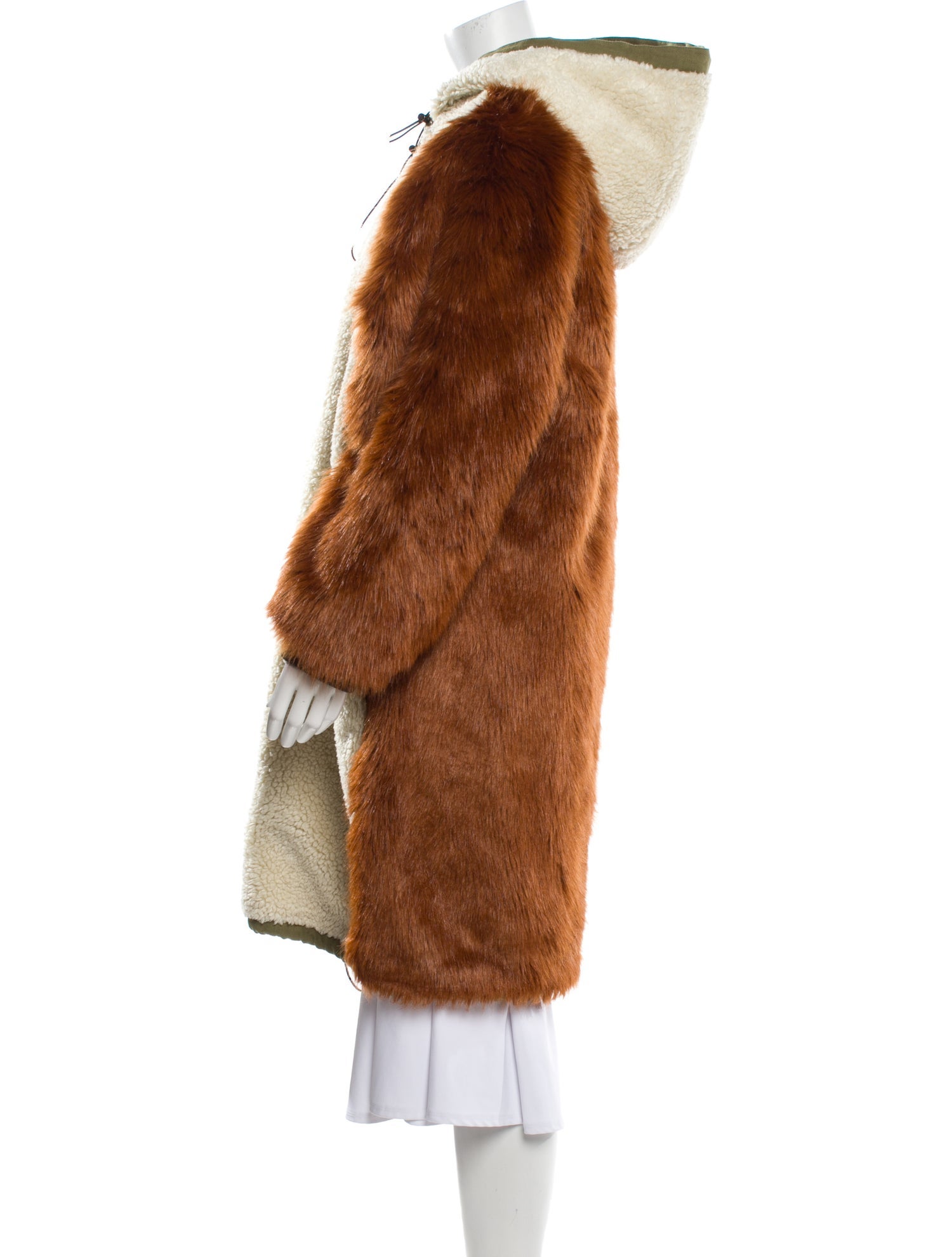 Sea New York Faux Fur Colorblock Pattern Faux Fur Coat