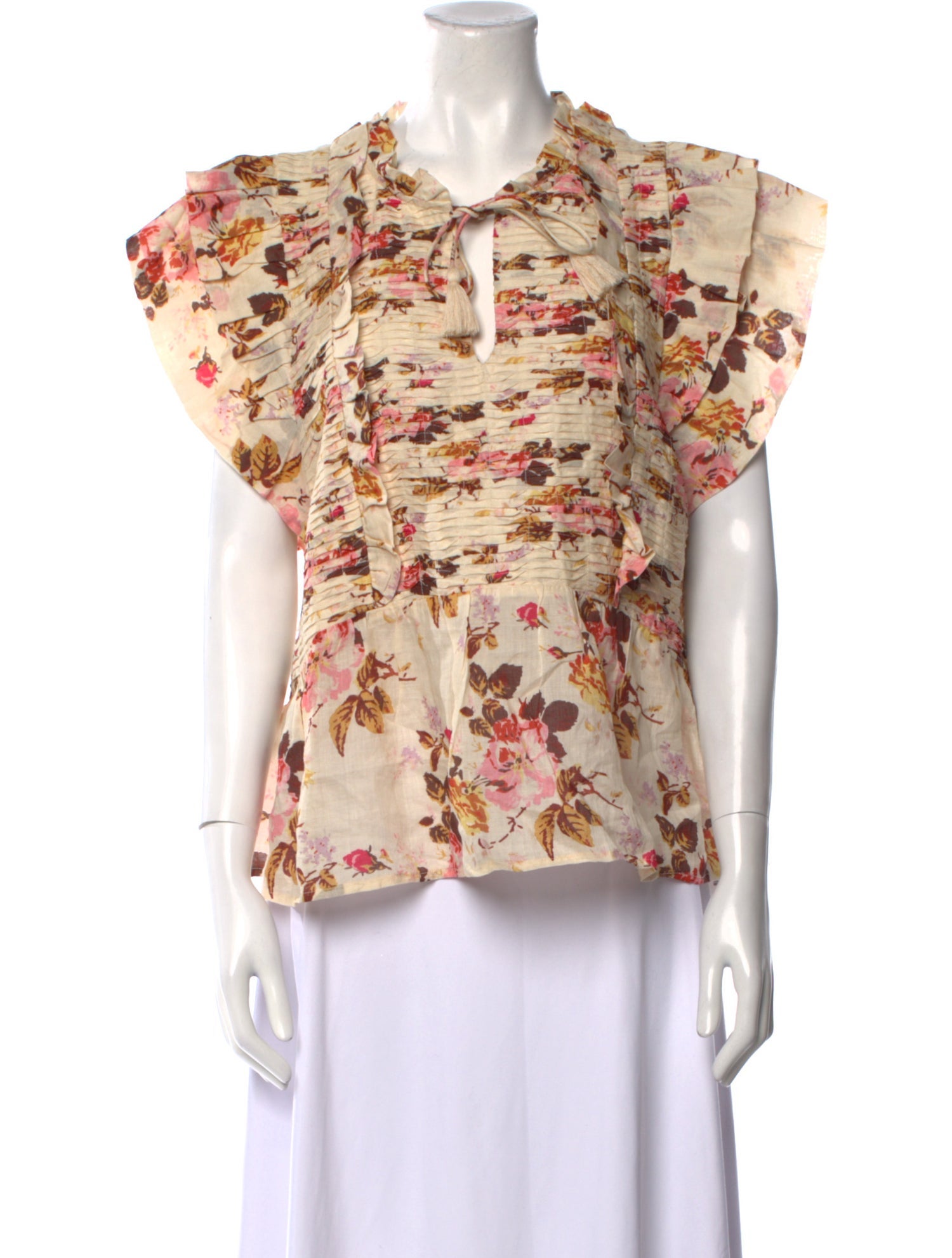 Sea New York Floral Print Tie Neck Blouse