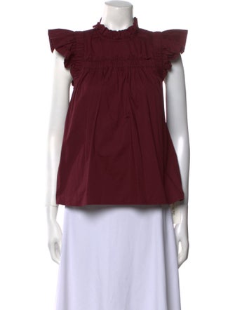 Sea New York Mock Neck Short Sleeve Blouse