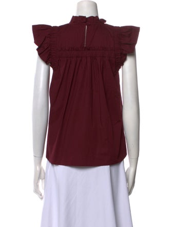 Sea New York Mock Neck Short Sleeve Blouse